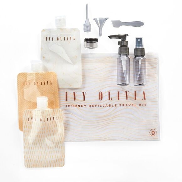 Ivy Olivia Journey 9-Piece Refillable Travel Kit New in Pkg - Picture 1 of 5